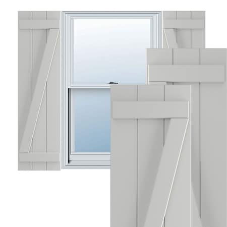 True Fit PVC Three Board Joined Board-n-Batten Shutters W/Z-Bar, Hailstorm Gray , 16 1/8W X 42H